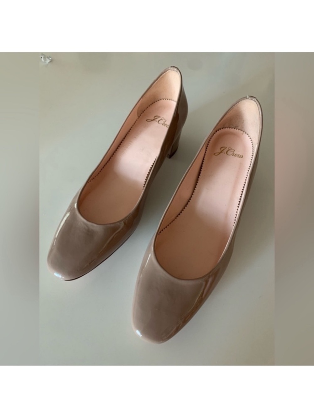 J. Crew Kate Taupe Patent Block Heel Pumps - 7
